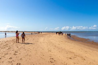Musa 'nın yolunda yürüyen bir topluluk. Phenomenon, Brezilya 'nın Bahia eyaletinin Porto Seguro kentindeki Praia de Coroa Vermelha' da nehir ile buluşmasıyla gerçekleşti..