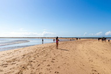 Musa 'nın yolunda yürüyen bir topluluk. Phenomenon, Brezilya 'nın Bahia eyaletinin Porto Seguro kentindeki Praia de Coroa Vermelha' da nehir ile buluşmasıyla gerçekleşti..