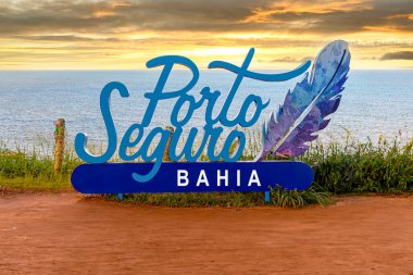 Written Mark for photographs located in the historic center of the old town of Porto Seguro, in the state of Bahia, Brazil clipart