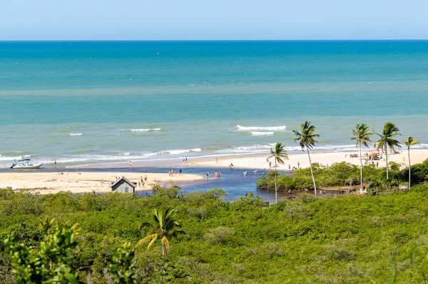 Luftaufnahme Von Praia Dos Nativos Und Dem Alten Fischerhaus Trancoso — Stockfoto