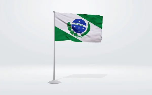 Illustration Flag Parana State Brazil Flag Waving Pole White Studio — Stock Photo, Image