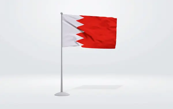 Illusztráció Bahreini Zászló Kiterjesztett Zászlórúd Stúdió Háttér Háttérben — Stock Fotó