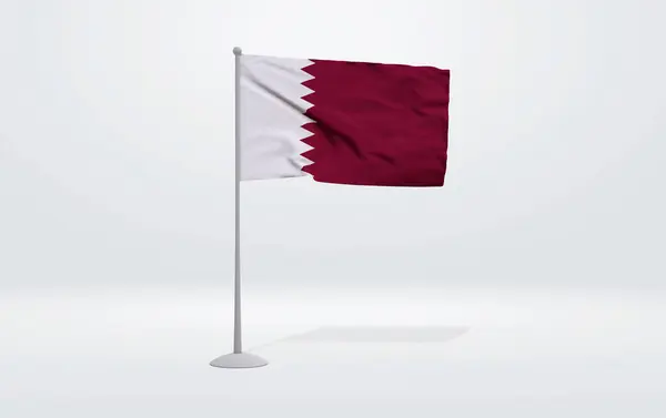 Illusztráció Katari Zászló Kiterjesztett Zászlórúd Stúdió Háttér Háttérben — Stock Fotó