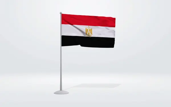 Illustratie Van Een Egyptische Vlag Uitgestrekt Een Vlaggenmast Een Studio — Stockfoto
