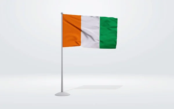 Illustratie Van Een Ivoorkust Vlag Uitgestrekt Een Vlaggenmast Een Studio — Stockfoto