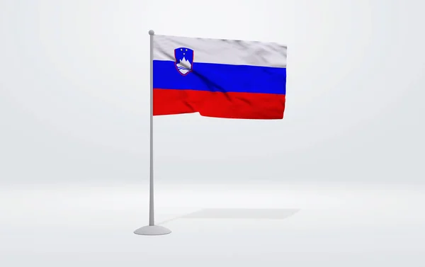 Иллюстрация Словенского Флага Флагштоке Студийном Фоне Заднем Плане — стоковое фото