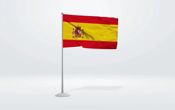 Illustration Spanish Flag Extended Flagpole Studio Backdrop Background — Stock Photo, Image