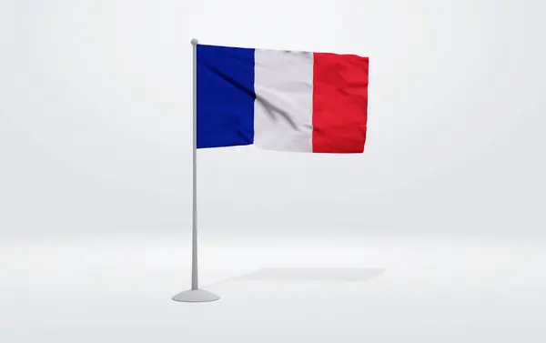 Ilustração Uma Bandeira Francesa Estendida Mastro Bandeira Fundo Estúdio Fundo — Fotografia de Stock