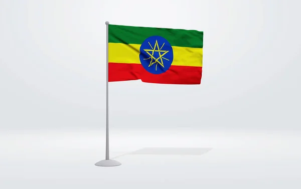 Ilustrasi Dari Bendera Ethiopia Diperluas Pada Tiang Bendera Dan Latar — Stok Foto