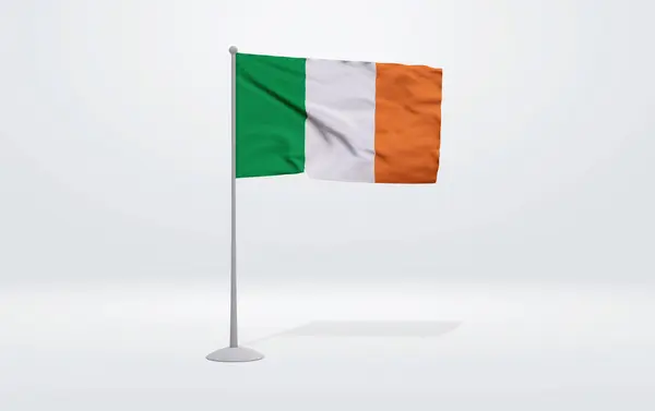 Illustration Irish Flag Extended Flagpole Studio Backdrop Background — Stock Photo, Image