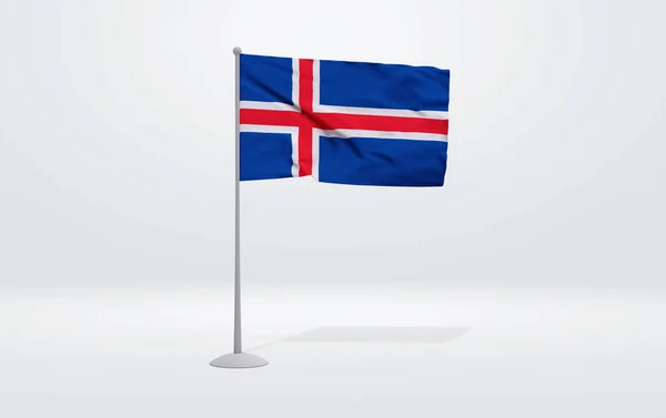 Ілюстрація Ісландського Прапора Розширеного Флагштоку Студійному Фоні — стокове фото