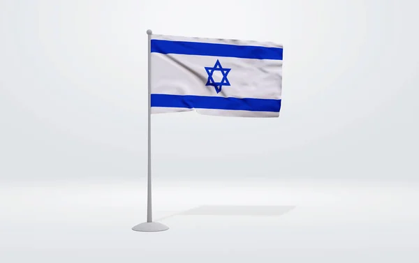 Ilustração Uma Bandeira Israelense Estendida Mastro Bandeira Pano Fundo Estúdio — Fotografia de Stock