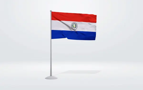 Ilustração Uma Bandeira Paraguaia Estendida Mastro Bandeira Fundo Estúdio Fundo — Fotografia de Stock