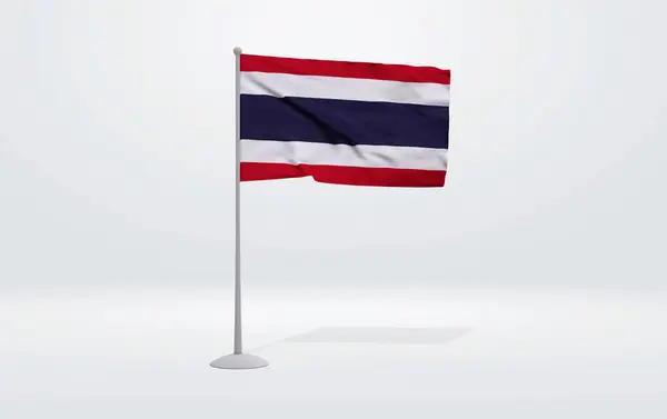 Ilustracja Tajskiej Flagi Rozszerzonej Maszcie Flagowym Tło Studia Tle — Zdjęcie stockowe