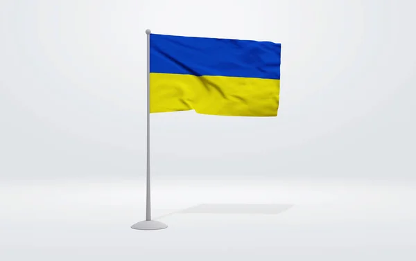 Illustration Einer Ukrainischen Flagge Einem Fahnenmast Und Einer Studiokulisse Hintergrund — Stockfoto
