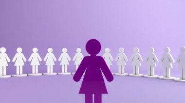 Bir grupta öne çıkan kişi, iş yerinde liderlik ve kahramanlığı temsil ediyor. Liderlik, nüfuz ve takımlarda tanınma temaları için idealdir. 3B illüstrasyon