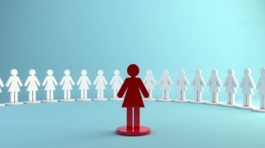 Bir grupta öne çıkan kişi, iş yerinde liderlik ve kahramanlığı temsil ediyor. Liderlik, nüfuz ve takımlarda tanınma temaları için idealdir. 3B illüstrasyon