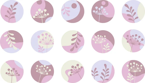 Uppsättning Höjdpunkter Berättelser Täcker Med Växter Pastellfärger Vektorillustration — Stock vektor