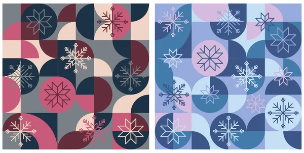 Farbenfrohe Weihnachtsbauhaus Vorlagen Mit Abstraktem Design Vektorillustration Mit Schneeflocken Und — Stockvektor