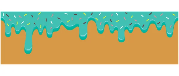 Seamless Pattern Border Sweet Melting Blue Colorful Sprinkles Vector Illustration — Stock Vector