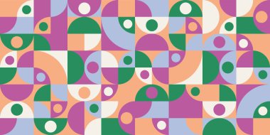 Moda Bauhaus tasarımlı, soyut, kusursuz bir model. Geometrik renkli resimleme