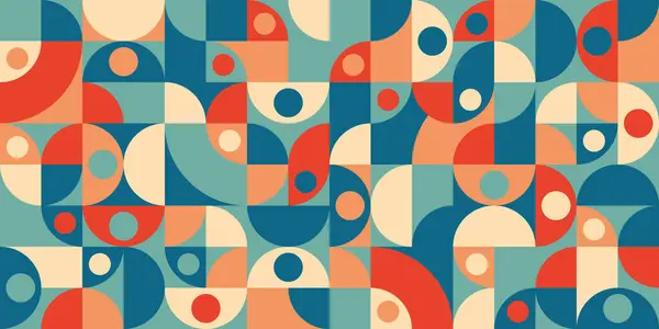 Moda Bauhaus tasarımlı, soyut, kusursuz bir model. Geometrik renkli resimleme
