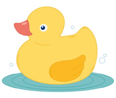 Plastik ördeğin renkli çizimleri. Banyo için vektör çocuk oyuncağı