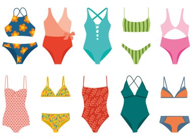 Renkli mayonun vektör çizimi. Sevimli el çizimi düz bir bikini.