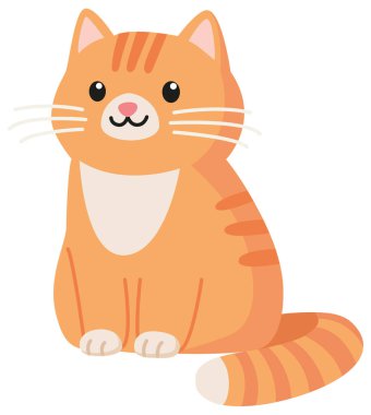 Tatlı kırmızı bir kedi oturuyor. Düz biçimli renkli vektör illüstrasyonu