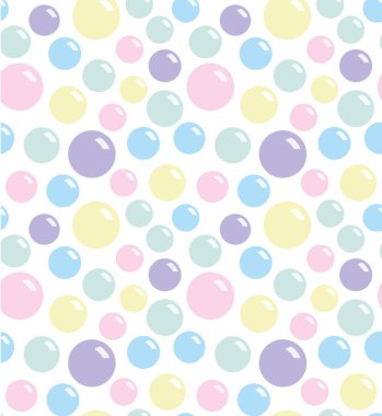 Tatlı renkli sabun köpükleriyle kusursuz desen. Vektör düz pastel fon.