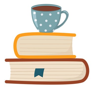 Bir yığın kitap ve tepesinde duran bir bardak. Kağıt yayınları ve içeceği olan hoş bir edebiyat anlayışı.