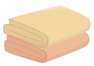 Katlanmış ve organize edilmiş banyo havluları. Beyaz arkaplanda izole edilmiş pamuk kumaş tasviri