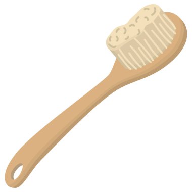 Tahta masaj fırçası beyaz arka planda izole edilmiş. Hijyen, vücut bakımı ve spa için eko güzellik aksesuarı