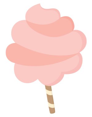 Beyaz arka planda izole edilmiş pembe pamuk helva. Çubukta geleneksel şekerlemeler