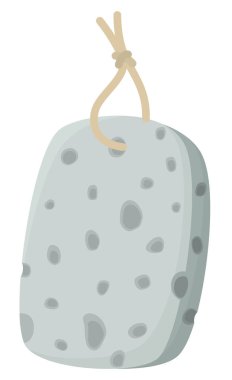 Ayaklar için sünger taşı tasviri. Gri banyo, beyaza izole edilmiş sağlık elementi