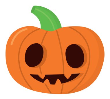 Cadılar Bayramı balkabağı kabağı kabağı kabağı kabuğu beyazın üzerinde izole edilmiş. Ürkütücü nesnelerle sevimli illüstrasyon