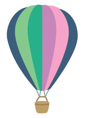 Renkli sıcak hava balonunun şirin bir çizimi. Beyaz arkaplanda izole edilmiş nesne için el çizimi