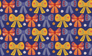 Yayları halk tarzında kusursuz desen. Çiçek süslemeli dekoratif nesnelerin soyut arkaplanı