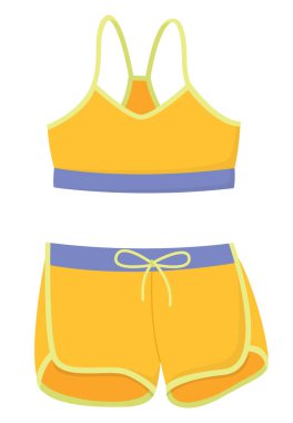 Beyaz arka planda izole edilmiş kadın spor giyimi. Spor için parlak kıyafetler..