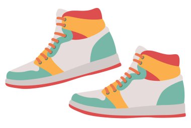 Şeffaf arka planda izole edilmiş bir çift parlak spor ayakkabısı. Retro tarzı ayakkabılar 