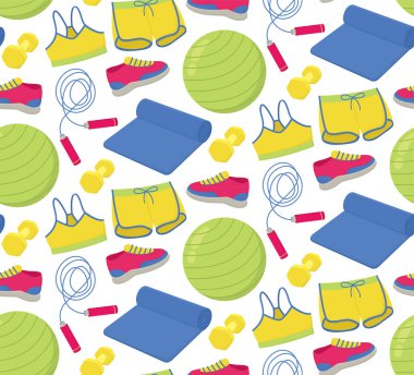 fitness için etkin giyim ve ekipman ile renkli bir geçmişi var. Kusursuz spor deseni