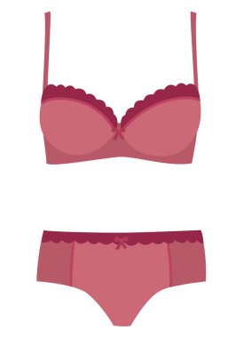Burgundy kadın iç çamaşırı seti beyaz arka planda izole edilmiş. Sütyen ve külotlu zarif iç çamaşırı.