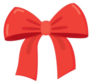 Beyaz arka planda şirin kırmızı kurdele yayı var. Tatiller ve hediyeler için dekoratif unsur