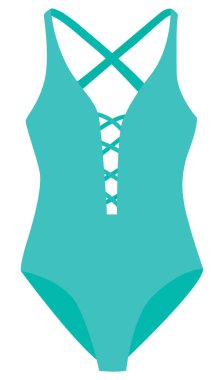 Mavi tek parça mayo beyaz arka planda izole edilmiş. Sade kadın plaj kıyafetleri.