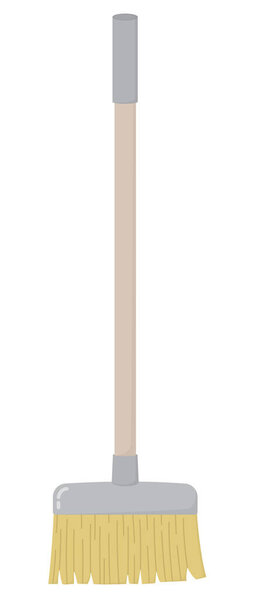 Housework broom isolated on white background. Hygiene handling brush for cleaning