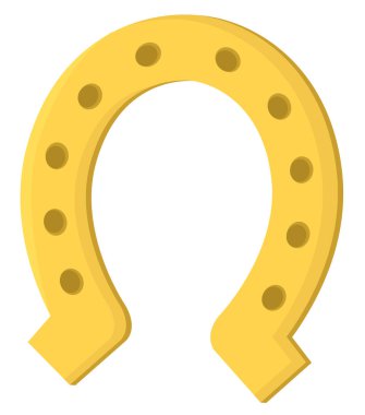 Aziz Patrick günü için altın at nalı. Beyaz arka planda izole edilmiş İrlanda bayramı şans sembolü