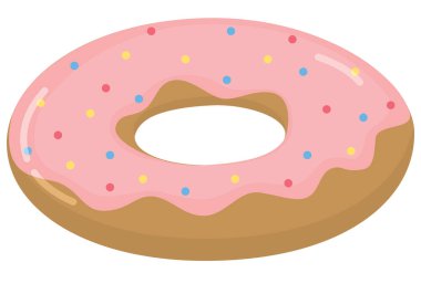 Beyaz arka planda şirin bir donut havuzu var. Şişirilebilir yüzme yüzüğünün resmi