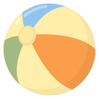 Şişme plaj topu tasviri. Beyaz arka planda izole edilmiş renkli yaz oyuncağı