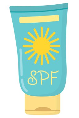 Mavi bir tüpte güneş kremi. Cilt yaz beyaz arkaplanda izole