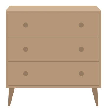 Ahşap şifonyer beyaz arka planda izole edilmiş. Çekmeceli kahverengi bir resim.